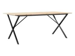 Mesa de comedor marco X madera maciza pino y hierro 180x90x75cm ES479129