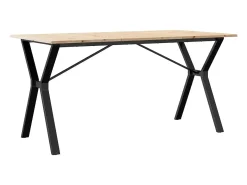 Mesa de comedor marco Y madera maciza pino y hierro 160x80x75cm