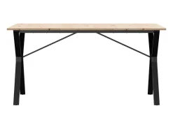 Mesa de comedor marco Y madera maciza pino y hierro 160x80x75cm