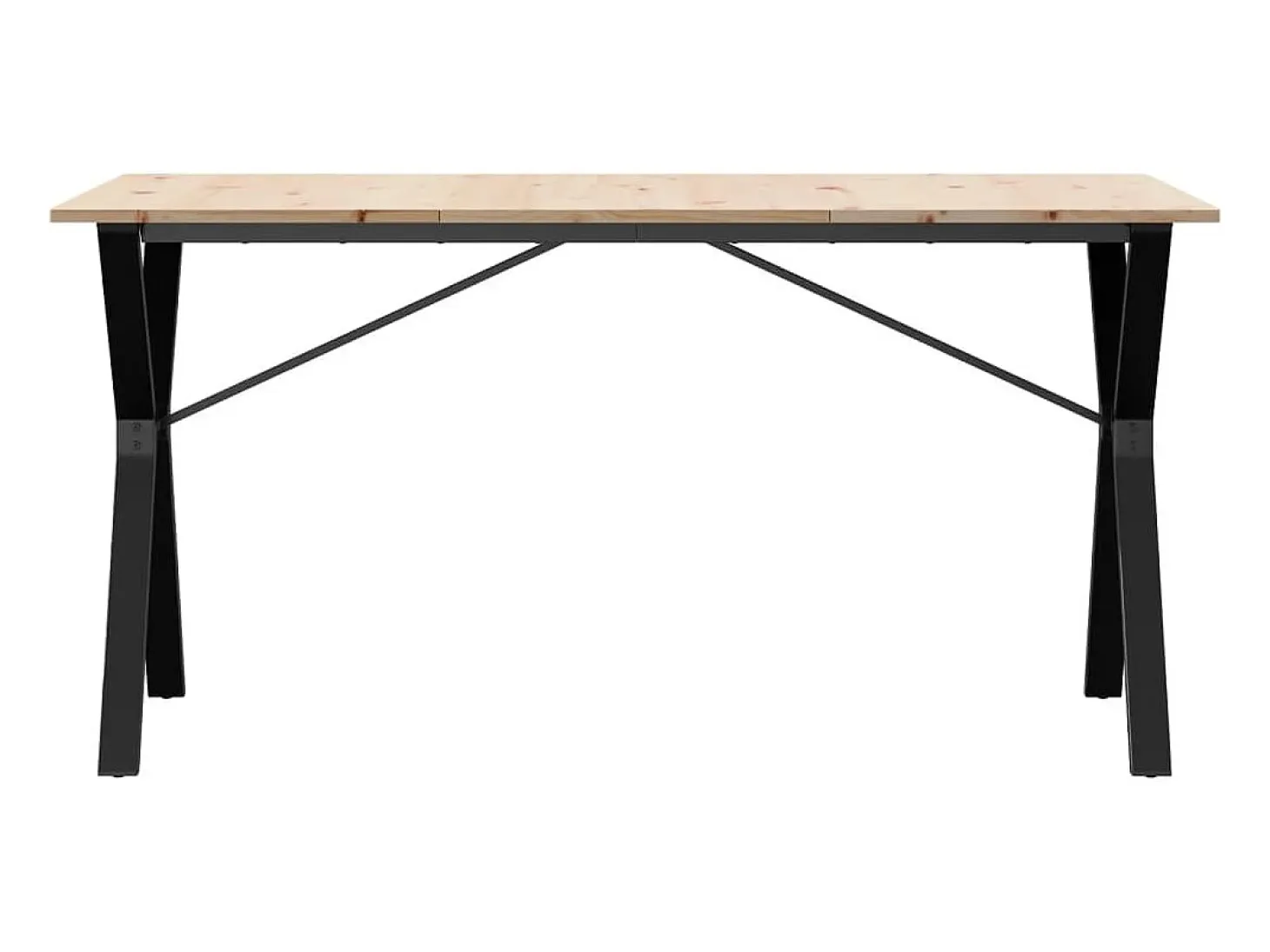 Mesa de comedor marco Y madera maciza pino y hierro 160x80x75cm