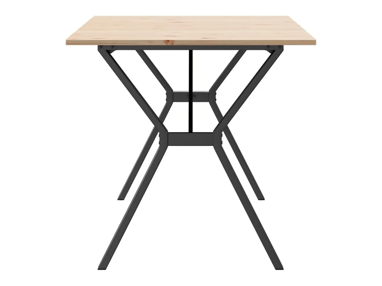 Mesa de comedor marco Y madera maciza pino y hierro 160x80x75cm