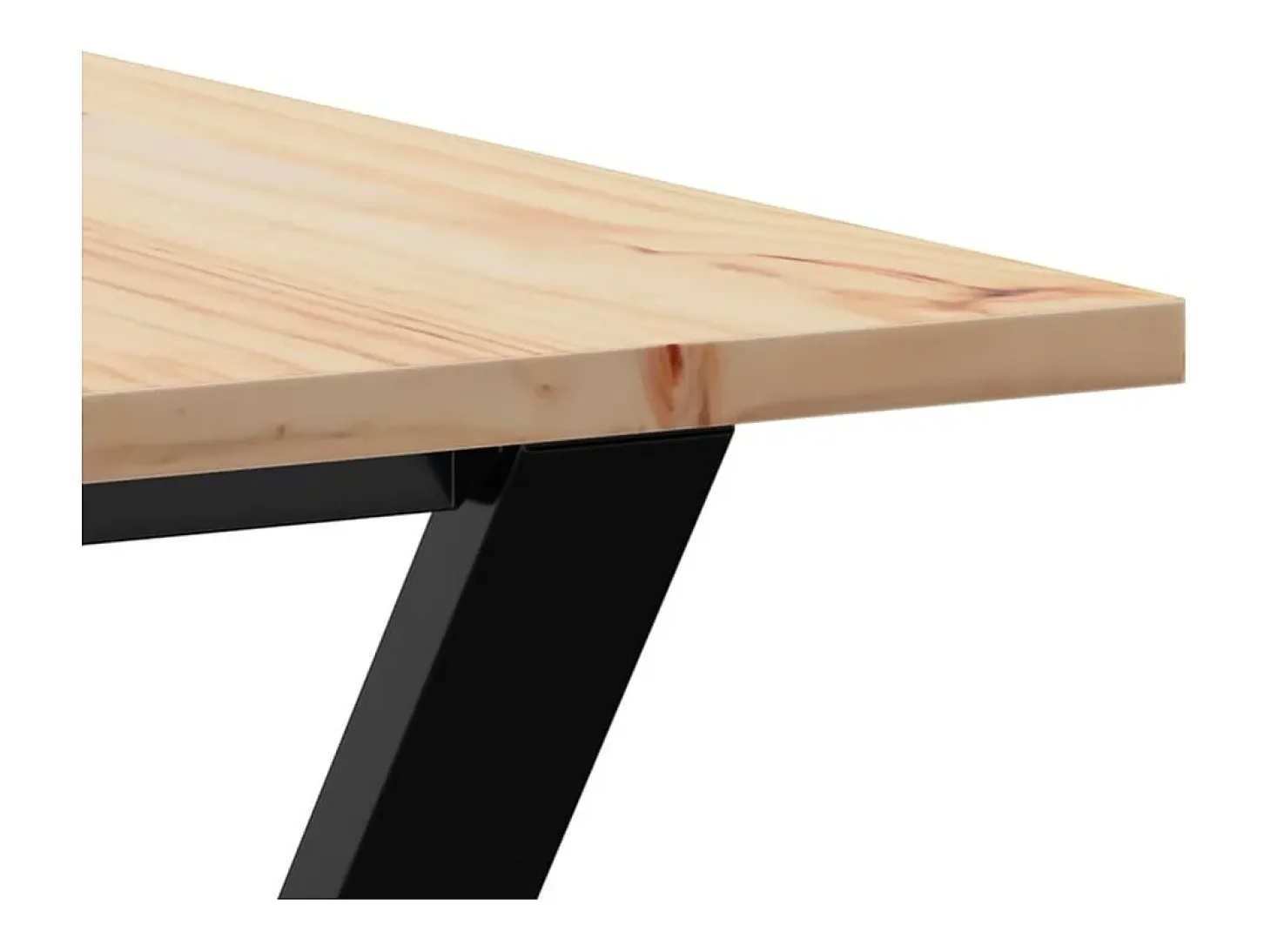 Mesa de comedor marco Y madera maciza pino y hierro 160x80x75cm