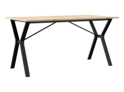 Mesa de comedor marco Y madera maciza pino y hierro 160x80x75cm