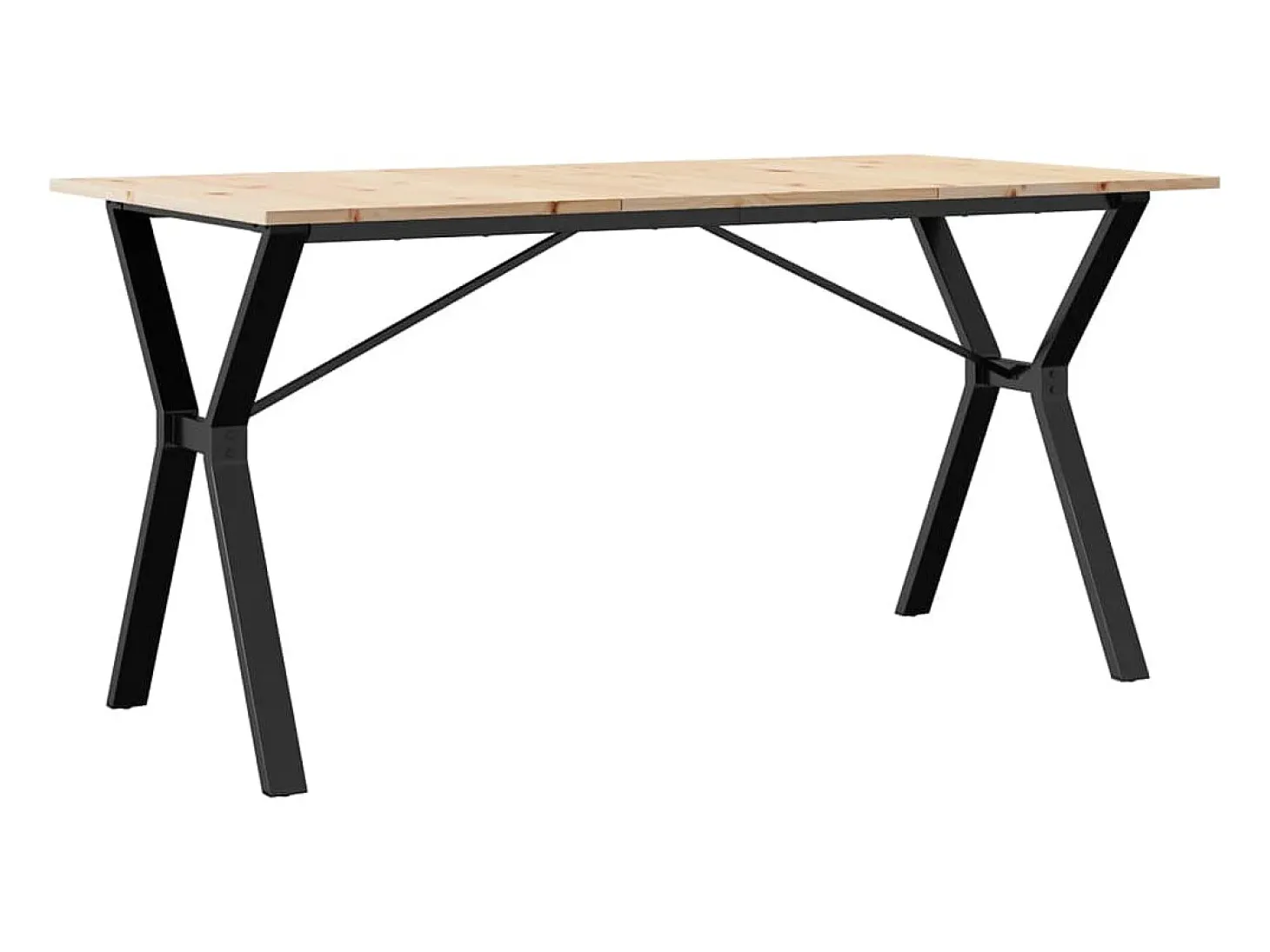 Mesa de comedor marco Y madera maciza pino y hierro 160x80x75cm
