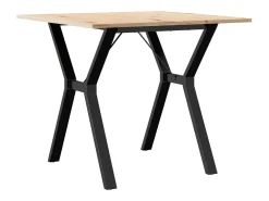 Mesa de comedor marco Y madera maciza pino y acero 80x80x75 cm