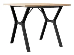 Mesa de comedor marco Y madera maciza pino y acero 90x90x75,5cm