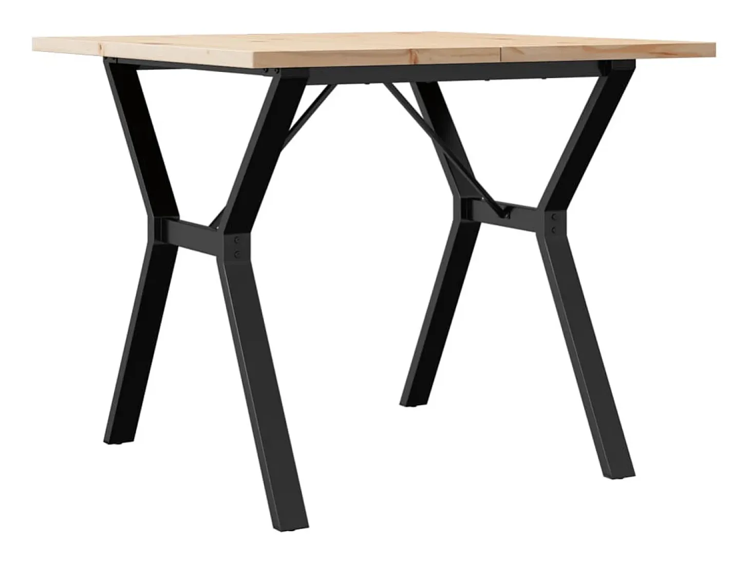 Mesa de comedor marco Y madera maciza pino y acero 90x90x75,5cm
