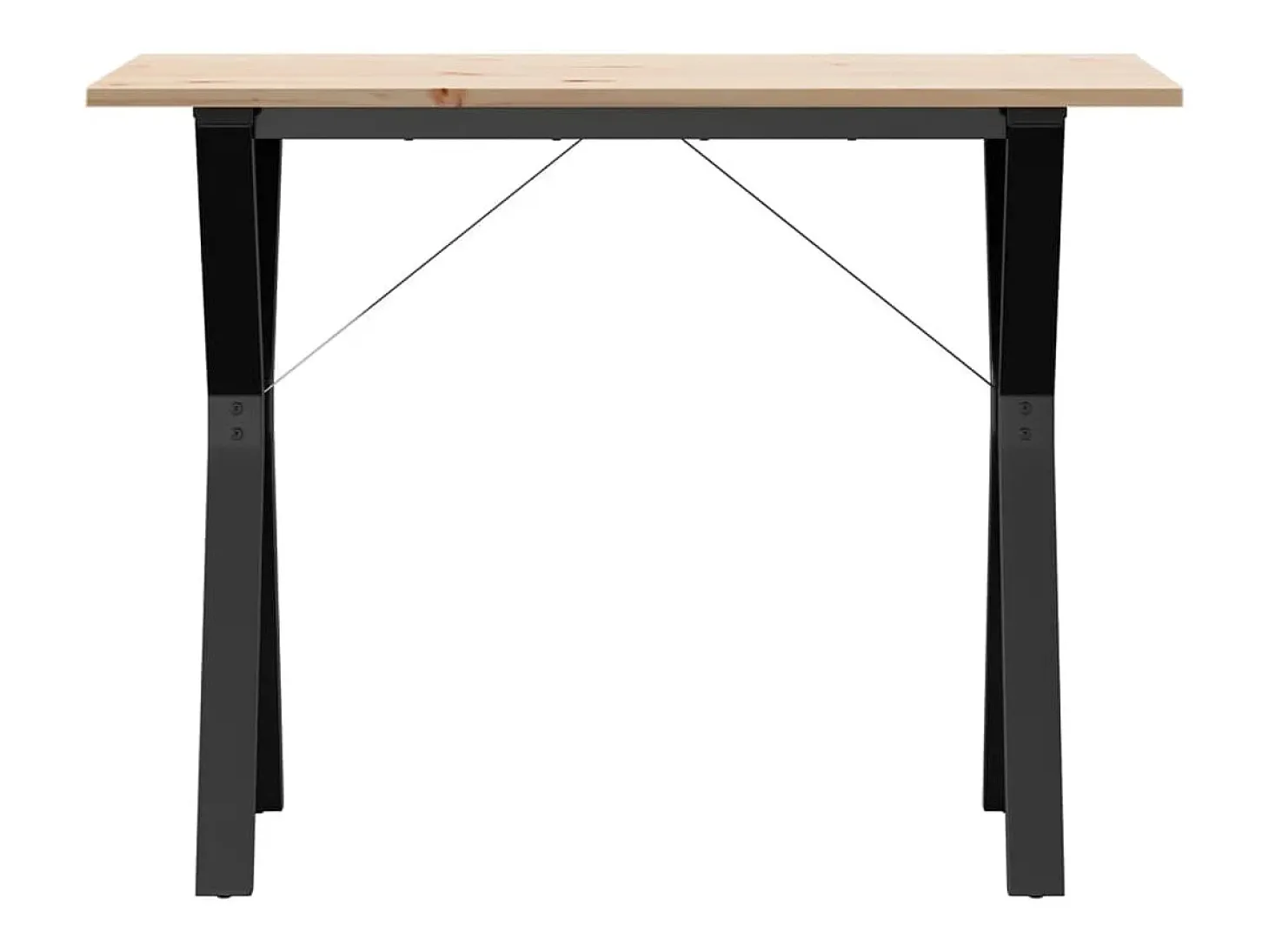Mesa de comedor marco Y madera maciza pino y hierro 100x50x75cm ES332716