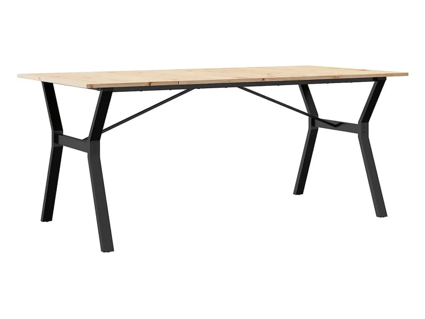 Mesa de comedor marco Y madera maciza pino y hierro 180x90x75cm ES489151