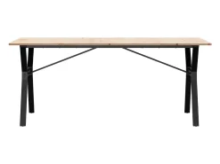 Mesa de comedor marco Y madera maciza pino y hierro 180x90x75cm ES489151