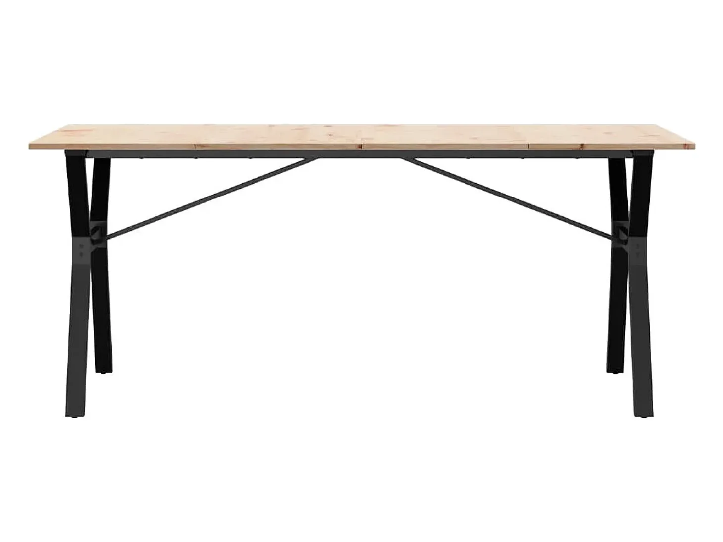 Mesa de comedor marco Y madera maciza pino y hierro 180x90x75cm ES489151