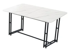 Mesa de comedor moderna de lujo para 6 personas - Estructura de metal resistente - Madera - Color negro (140 x 80 cm)