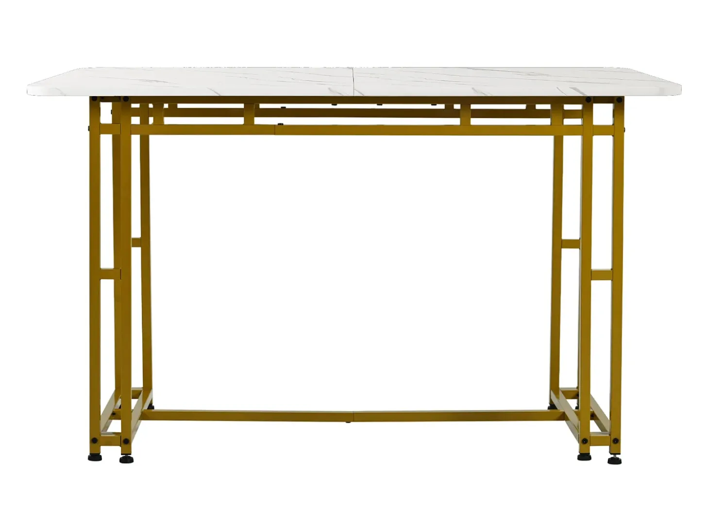 Mesa de comedor moderna, MDF, patas de metal dorado, 120x70x74 cm