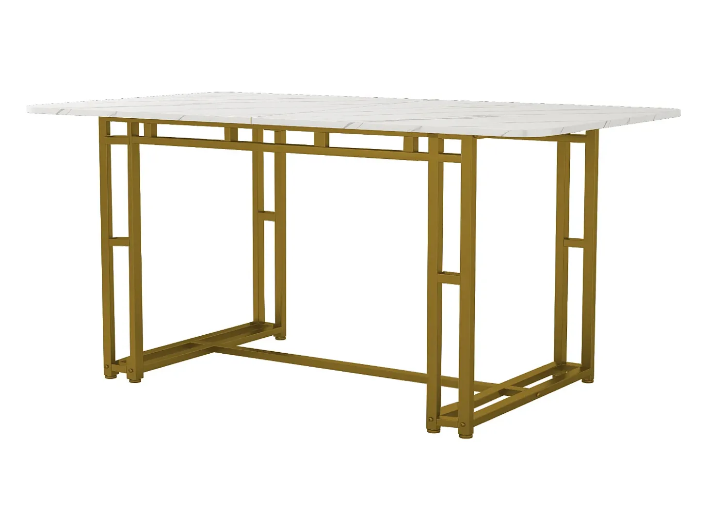 Mesa de comedor moderna, MDF, patas de metal dorado, 120x70x74 cm