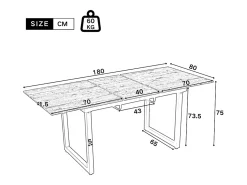 Mesa de comedor multifuncional extensible de acero - estilo industrial - Natural