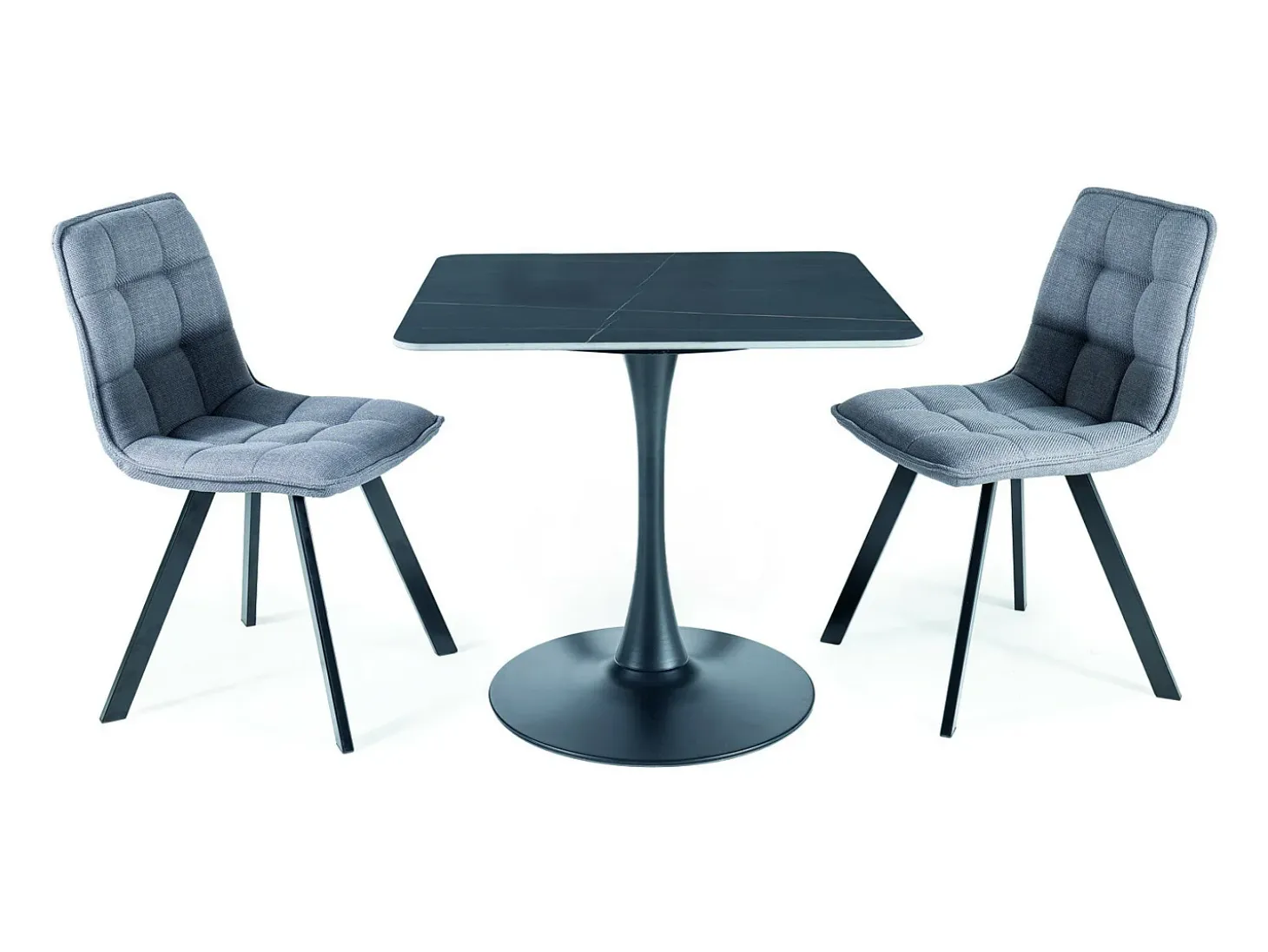 Mesa de comedor negra de 80 cm con tapa de cerámica y base de metal Sasha II