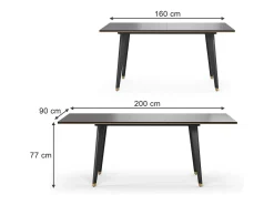 Mesa de comedor negro 200x90x77 goldamo