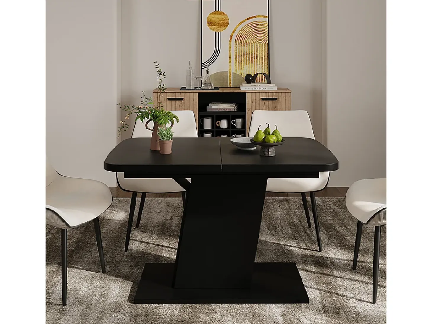 Mesa de comedor negro 120x80x77.3 fenaro