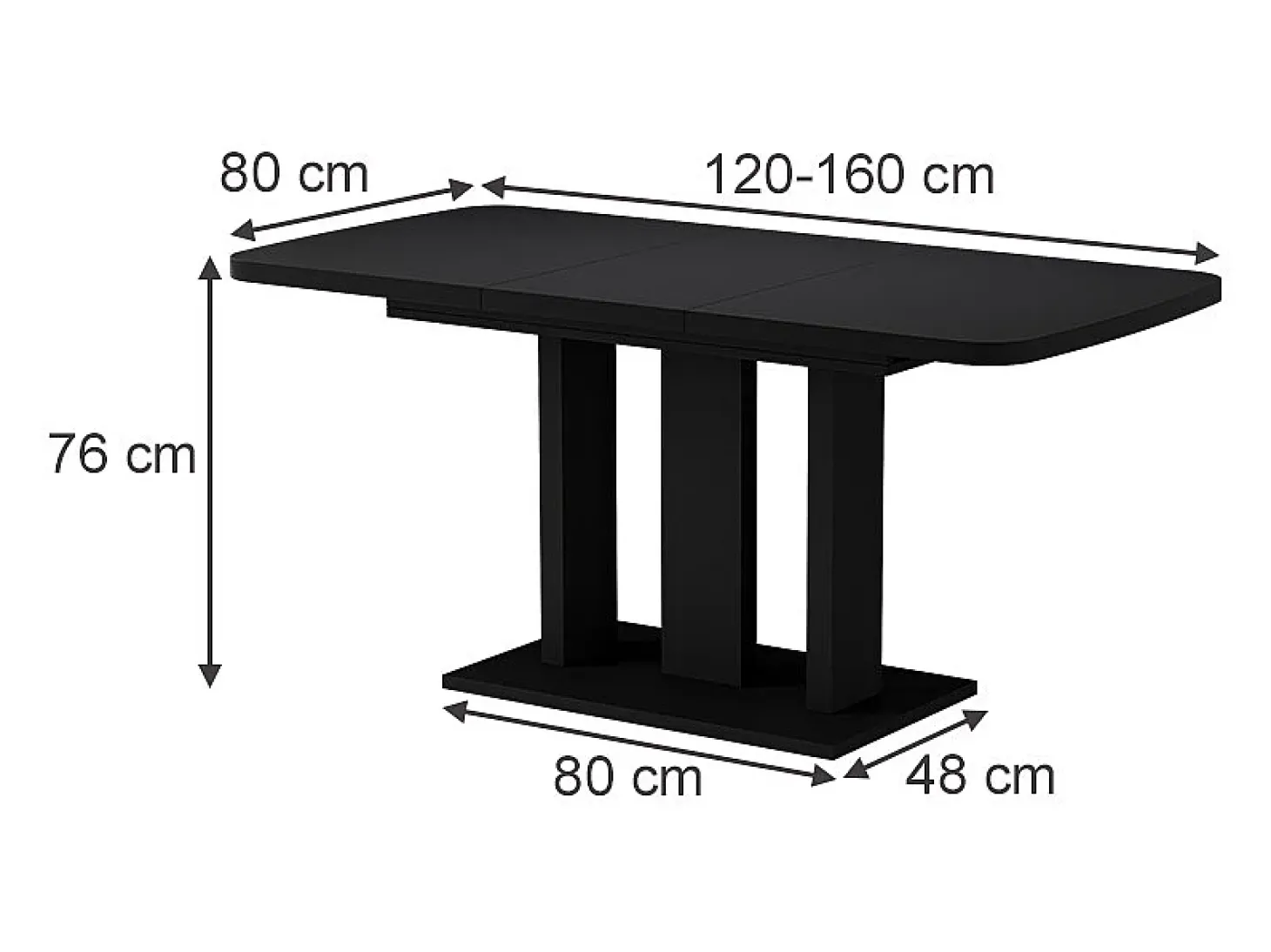 Mesa de comedor negro 120x80x77.3 fenaro