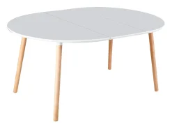 Mesa de comedor Nordika extensible forma redonda blanco/haya 100-140-180 cm Adec