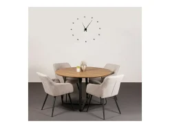 Mesa de comedor NOVES – Redonda diámetro 120 cm – Efecto madera y patas negras – Estilo moderno
