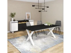 Mesa de comedor Oana 200 Negro Blanco