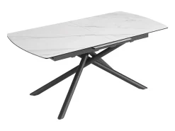 Mesa de comedor OPHIRA – Extensible 180 a 230 cm – Efecto mármol blanco – Patas de metal – Estilo contemporáneo