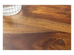 Mesa de comedor ORBO 80 cm – Tablero de madera de Sheesham barnizado y estructura de metal negro – Estilo industrial