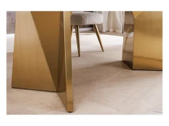 Mesa de comedor OREA - Rectangular - Mármol blanco y dorado - Patas de metal - Estilo chic y moderno