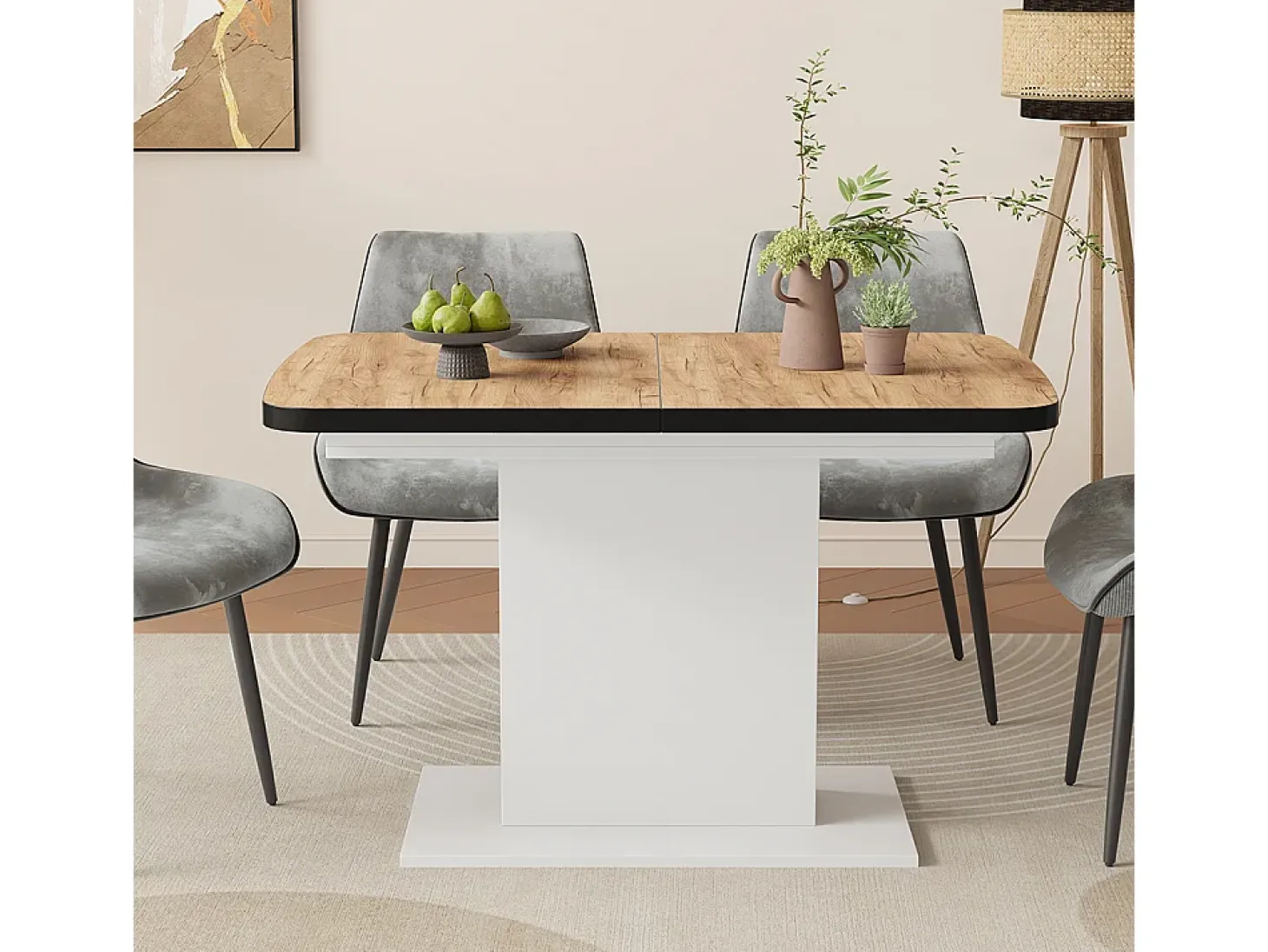 Mesa de comedor oro potencia roble/blanco 120x80x77.3 fenaro