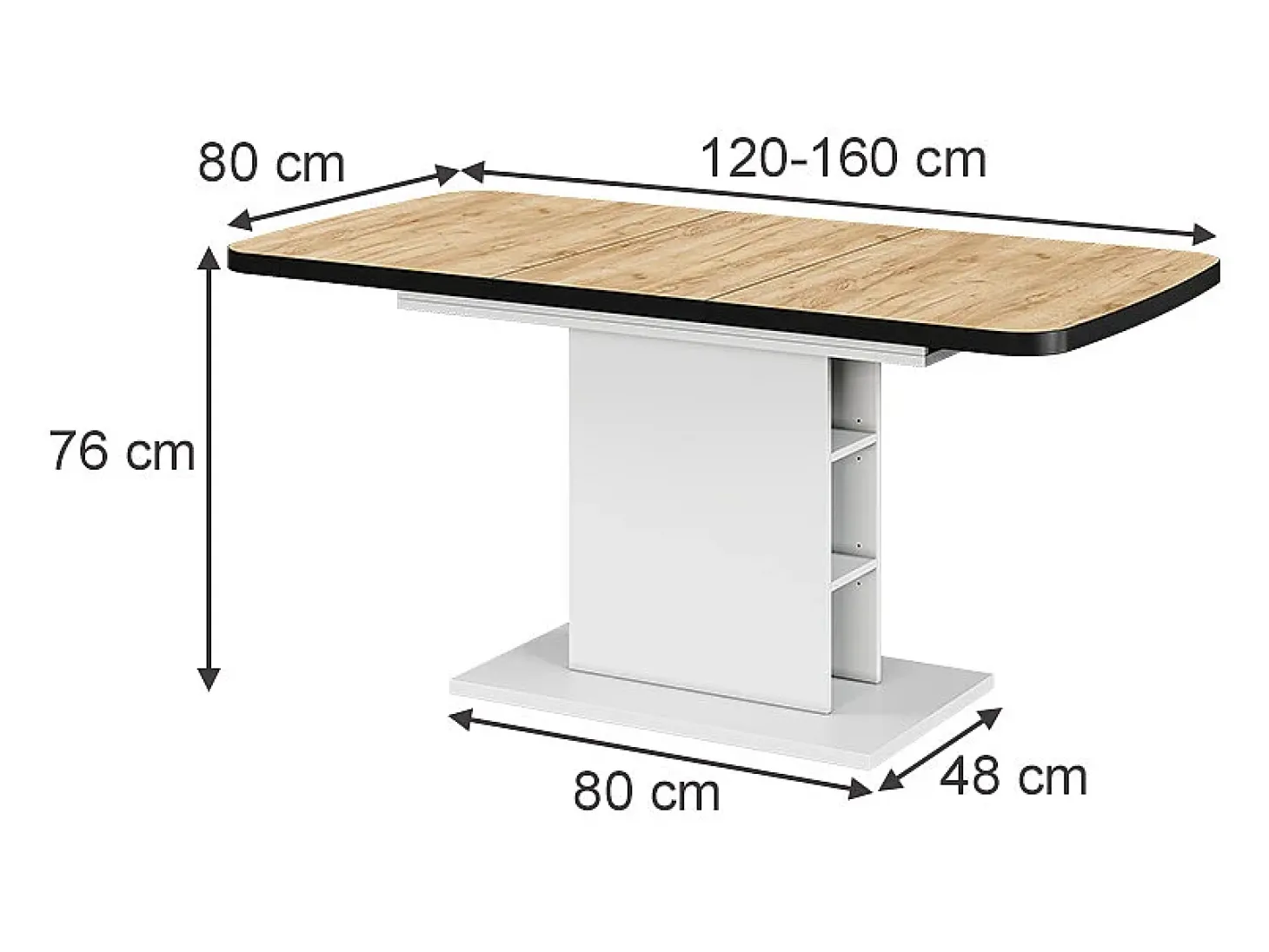 Mesa de comedor oro potencia roble/blanco 120x80x77.3 fenaro