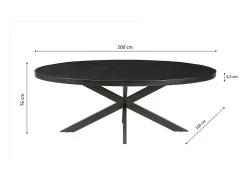 Mesa de comedor ovalada BOURGIA de madera maciza de Mangolia negra, ideal para un comedor acogedor.