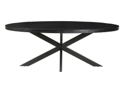 Mesa de comedor ovalada BOURGIA de madera maciza de Mangolia negra, ideal para un comedor acogedor.