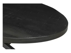Mesa de comedor ovalada BOURGIA de madera maciza de Mangolia negra, ideal para un comedor acogedor.