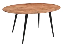 Mesa de comedor ovalada de madera de acacia maciza y metal 160 cm OBALI
