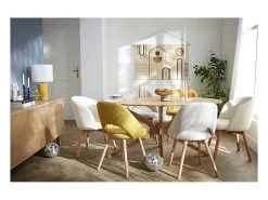 Mesa de comedor ovalada de diseño en roble 160 cm DIELLI