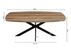 Mesa de comedor ovalada para 10 personas, colección TÚNEZ. Patas de diseño en metal.