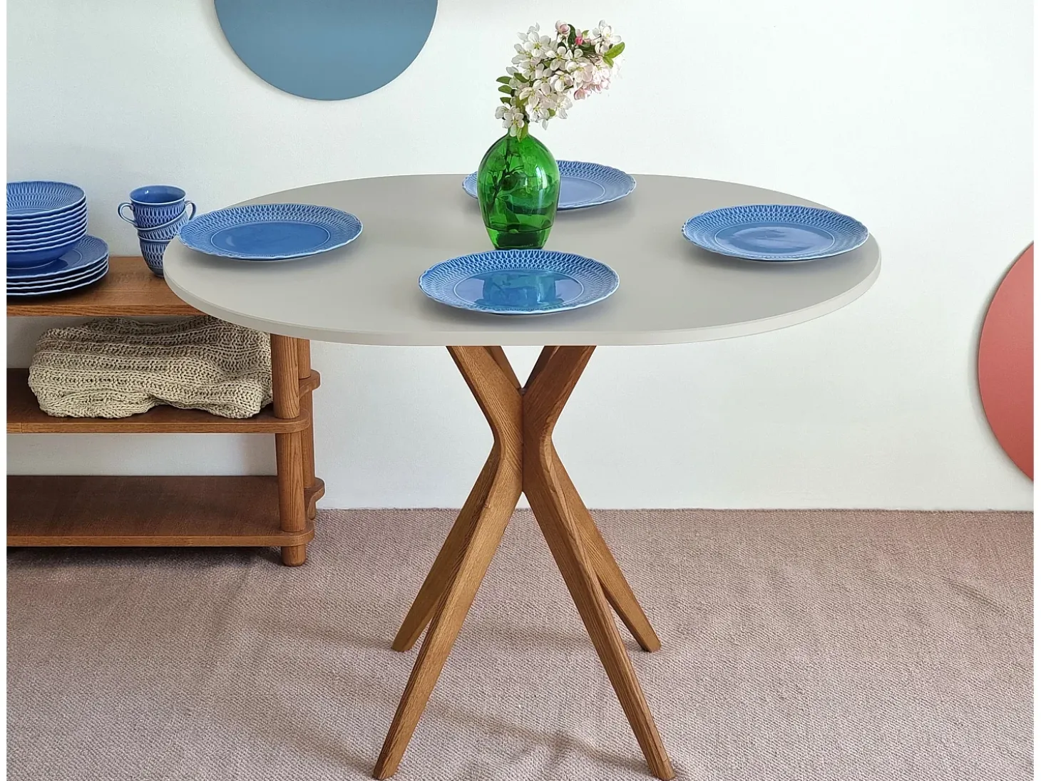 Mesa de comedor ovalada 75x100cm Jubi Verde Salvia