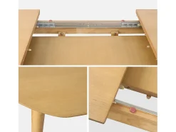 Mesa de comedor ovalada y extensible de 6 a 8 plazas natural