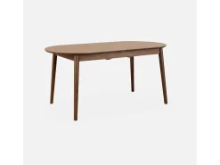 Mesa de comedor ovalada y extensible de 6 a 8 plazas nogal