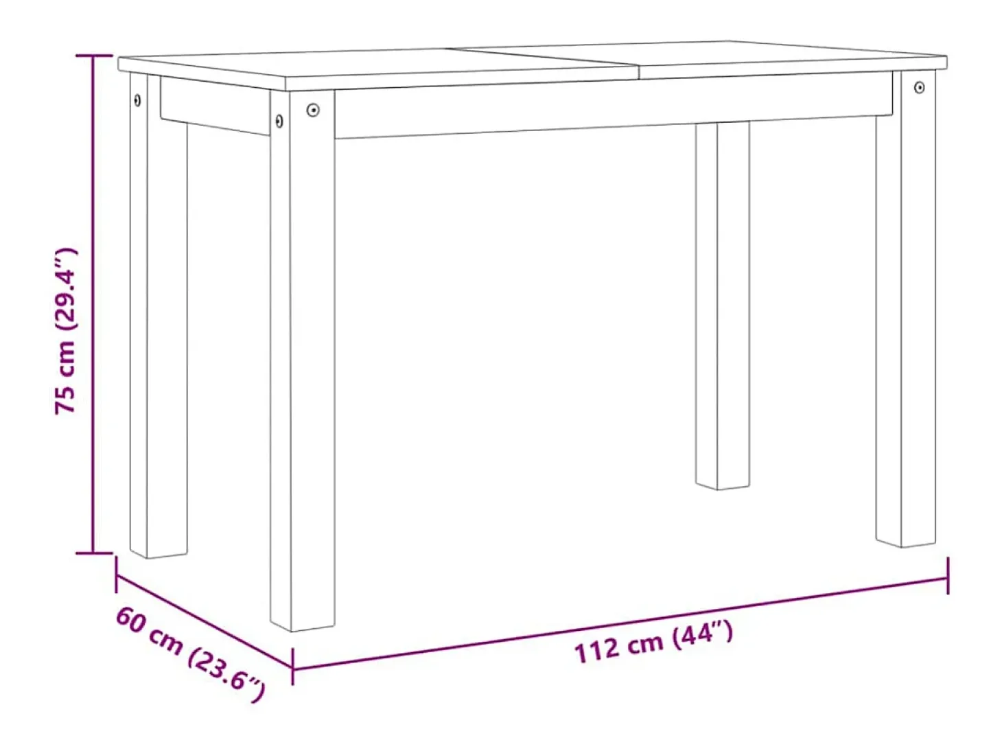 Mesa de comedor Panama madera maciza de pino 112x60x75 cm
