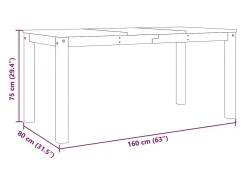 Mesa de comedor Panama madera maciza pino blanco 160x80x75 cm