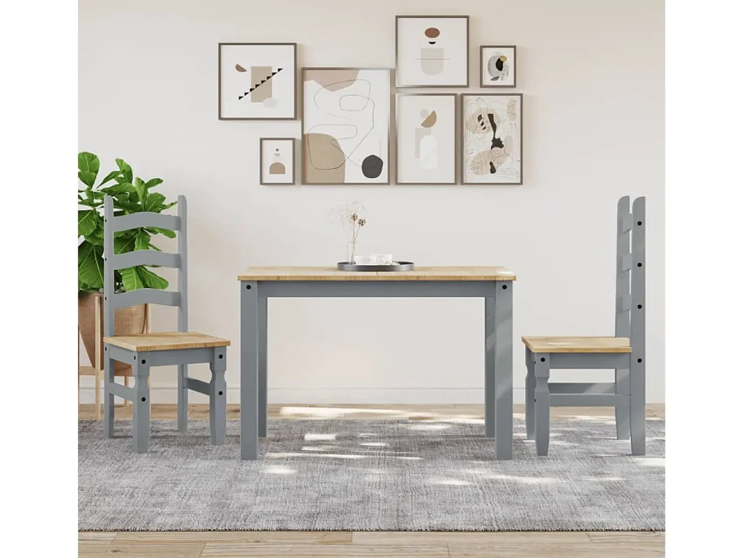 Mesa de comedor Panama madera maciza de pino gris 117x60x75 cm