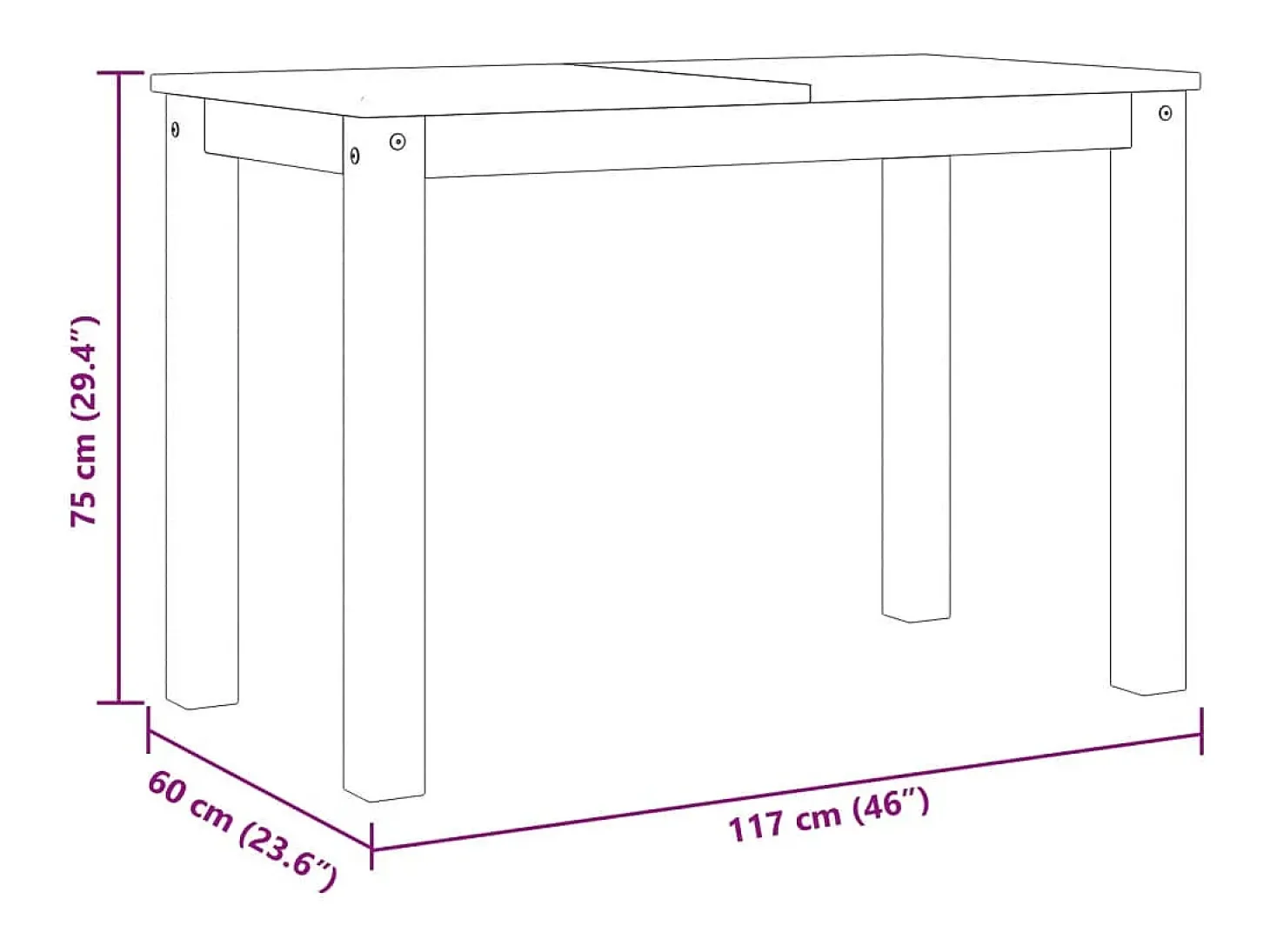 Mesa de comedor Panama madera maciza de pino gris 117x60x75 cm