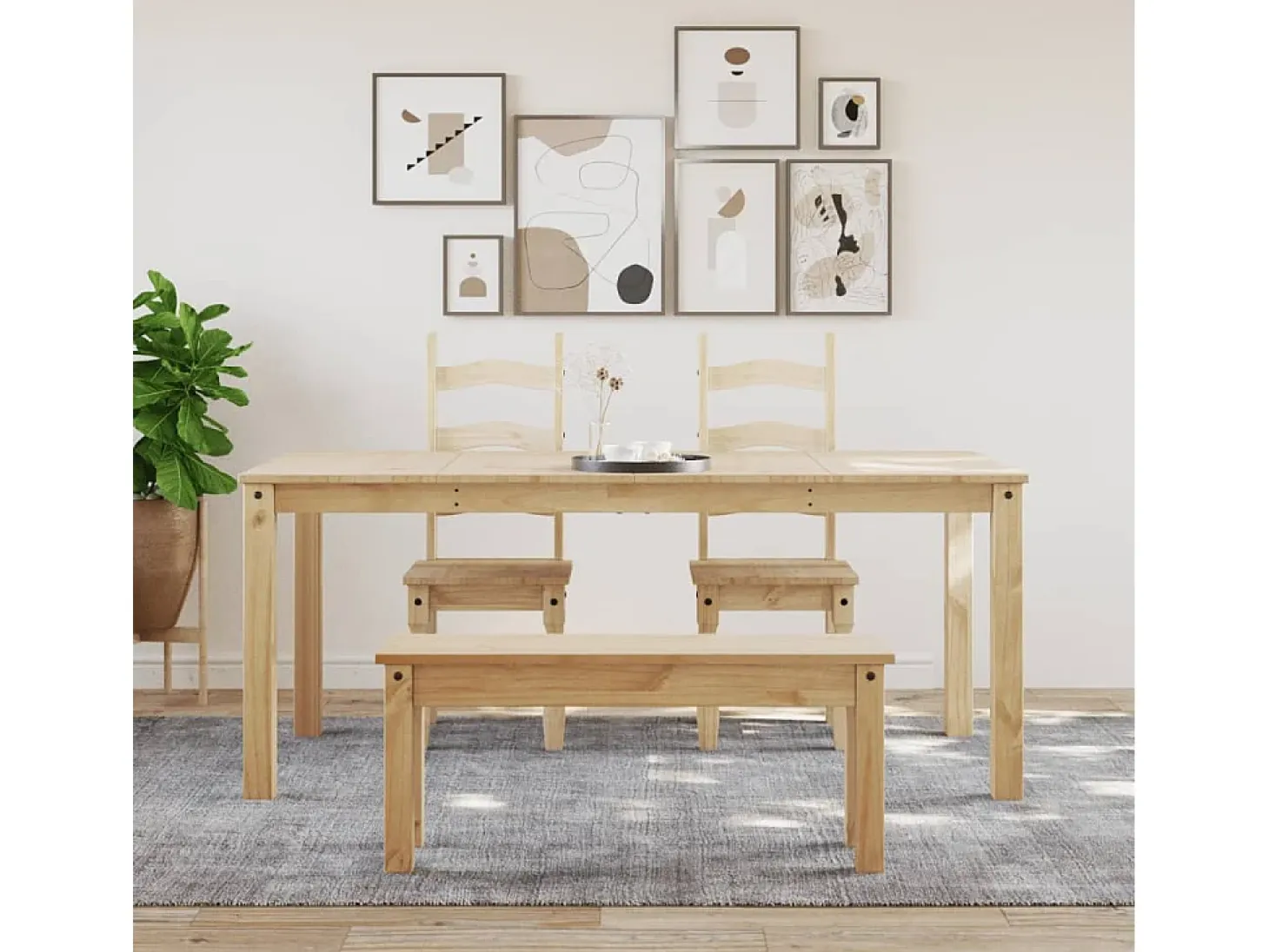 Mesa de comedor Panama madera maciza de pino 180x90x75 cm ES749096