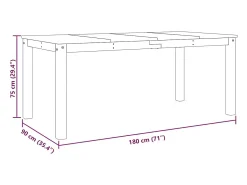 Mesa de comedor Panama madera maciza de pino 180x90x75 cm