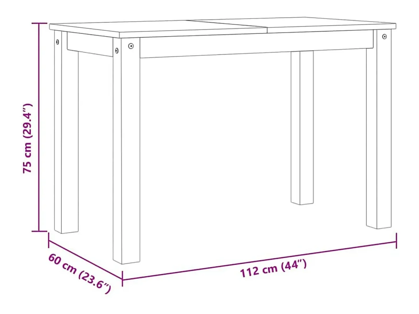 Mesa de comedor Panama madera maciza de pino gris 112x60x75 cm