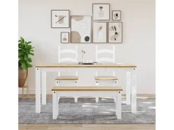 Mesa de comedor Panama madera maciza pino blanco 160x80x75 cm ES388002