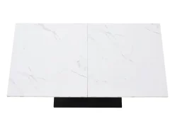 Mesa de comedor para 4 a 6 personas - 140 x 75 x 75,5 cm - MDF + Patas de metal - Efecto mármol - Blanco + negro