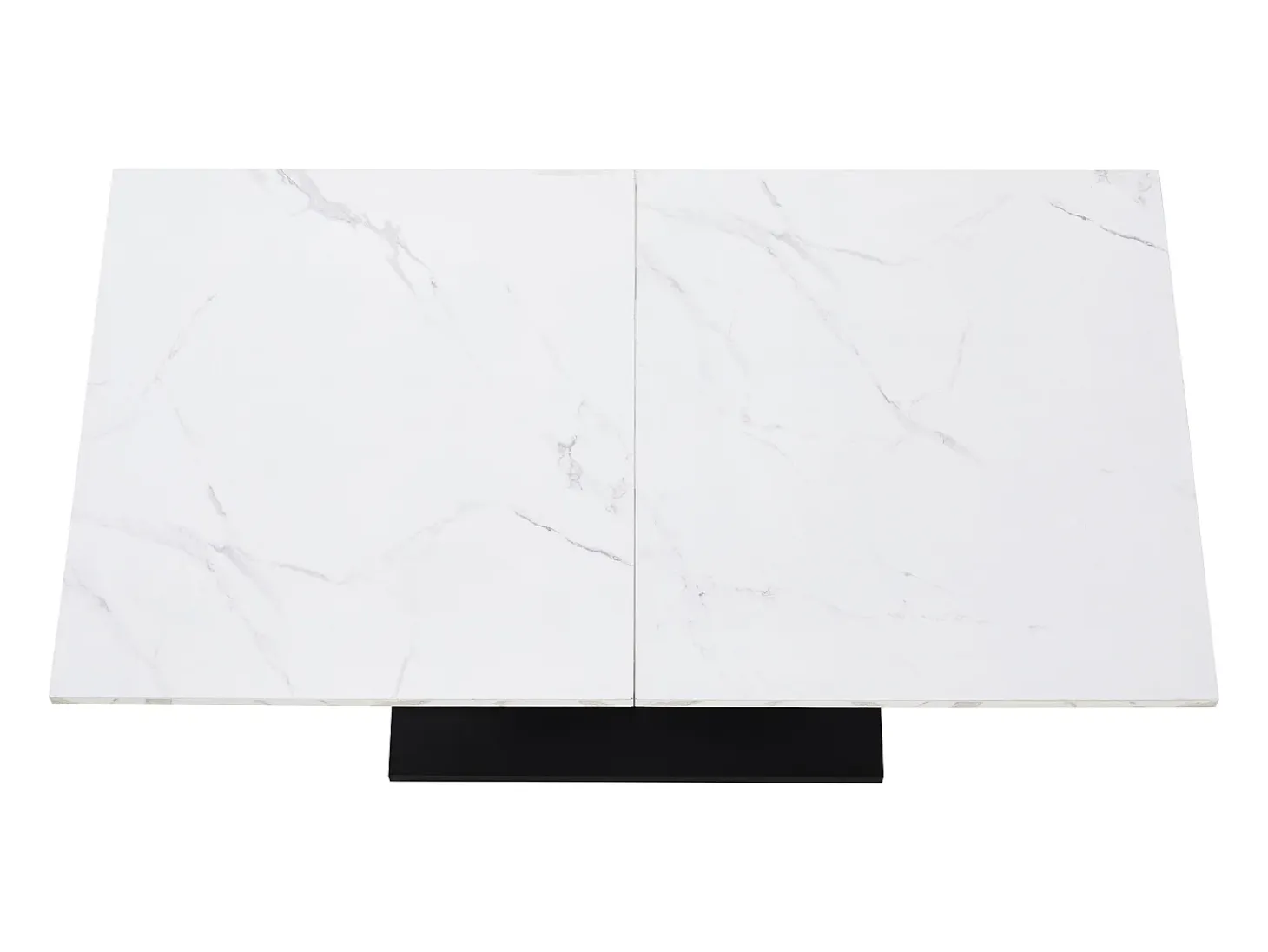 Mesa de comedor para 4 a 6 personas - 140 x 75 x 75,5 cm - MDF + Patas de metal - Efecto mármol - Blanco + negro